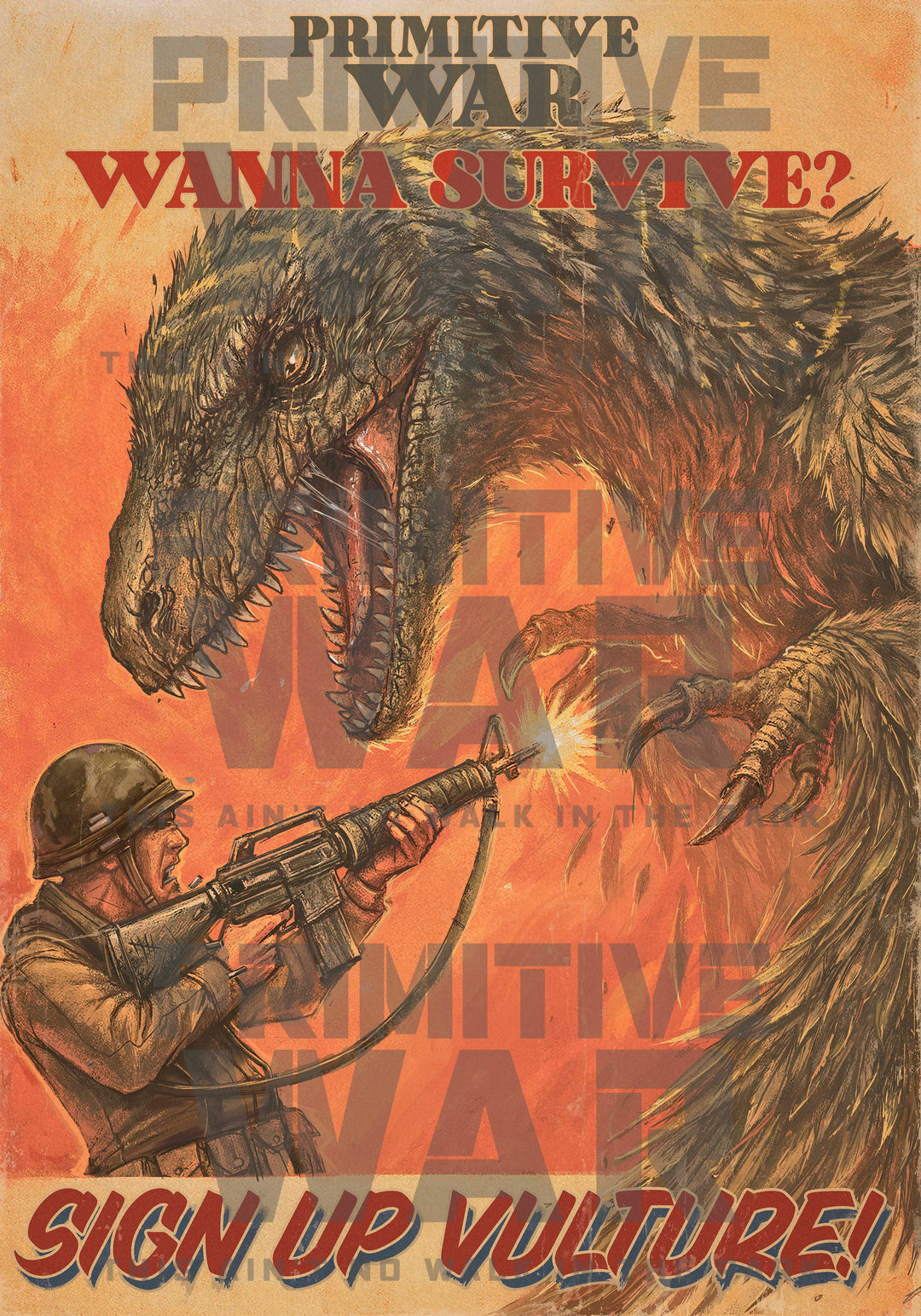 Primitive War Vintage A3 Poster 1