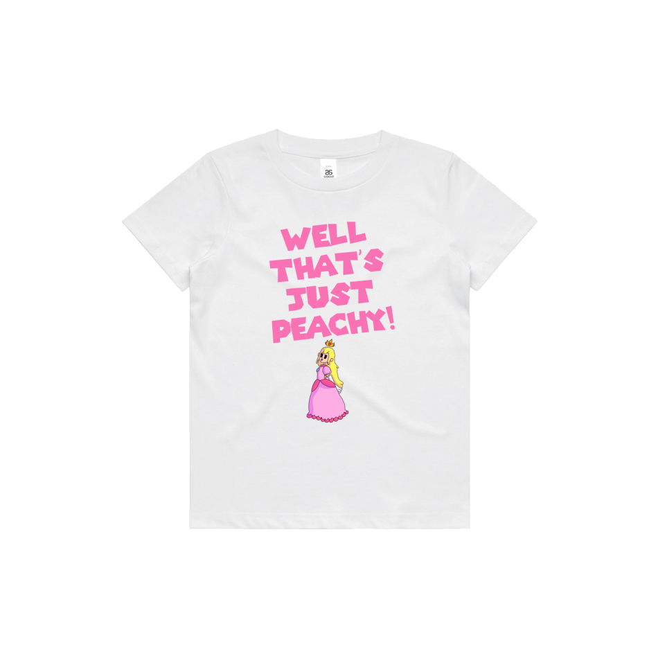 Front design of Princess Peach printed on White T-Shirt - Geekdom Tees - E-commerce