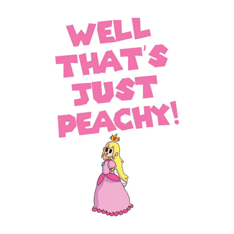 Front design of Princess Peach printed on White T-Shirt - Geekdom Tees - E-commerce