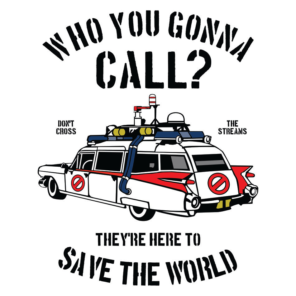 Front design of Ecto 1 printed on White T-Shirt - Geekdom Tees - E-commerce