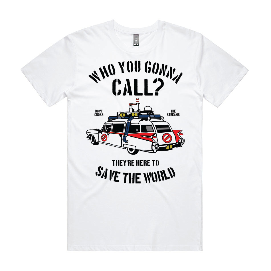 Front design of Ecto 1 printed on White T-Shirt - Geekdom Tees - E-commerce