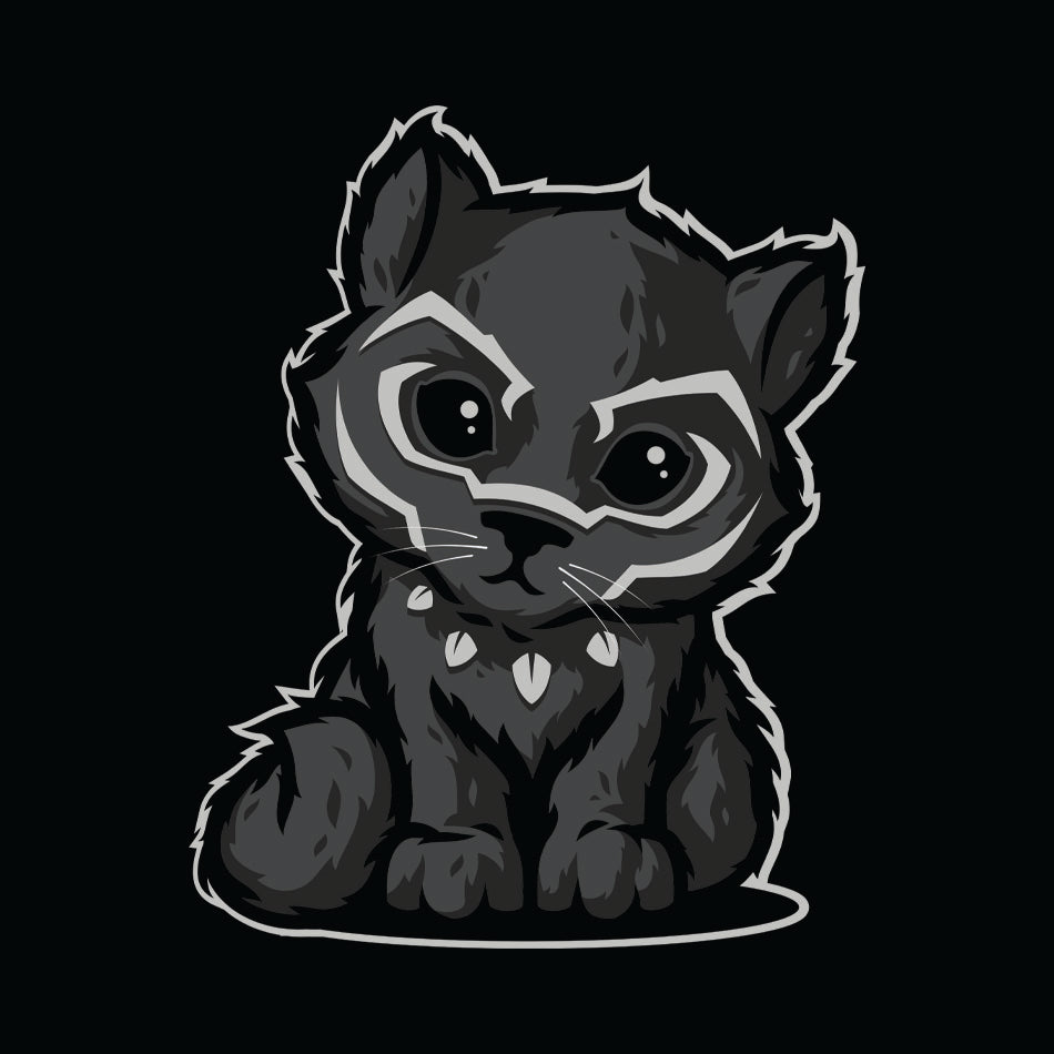 Front design of Black Panther Cub printed on Black T-Shirt - Geekdom Tees - E-commerce
