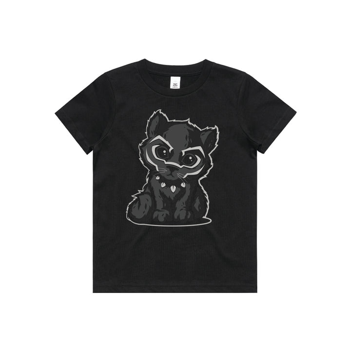 Front design of Black Panther Cub printed on Black T-Shirt - Geekdom Tees - E-commerce