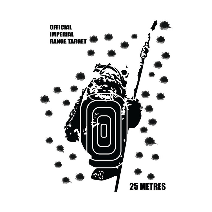 Front design of Ewok target with all missed shots printed on White T-Shirt - Geekdom Tees - E-commerce