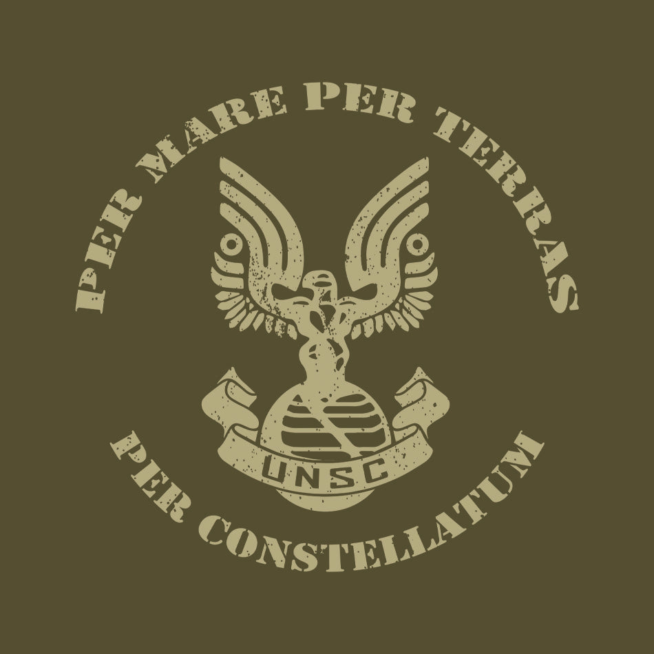 Front design of PT Shirt for Spartans from Halo printed on Army T-Shirt - Geekdom Tees - E-commerce