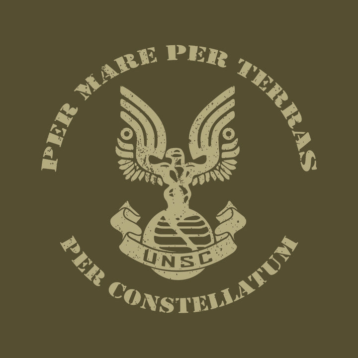 Front design of PT Shirt for Spartans from Halo printed on Army T-Shirt - Geekdom Tees - E-commerce