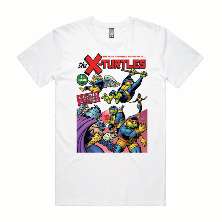 Front design of Teenage Mutant Ninja Turtles as the X-Men based on X-Men #1 printed on White T-Shirt - Geekdom Tees - E-commerce